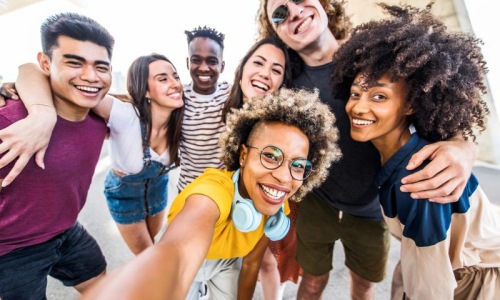 a group of people posing for a photo