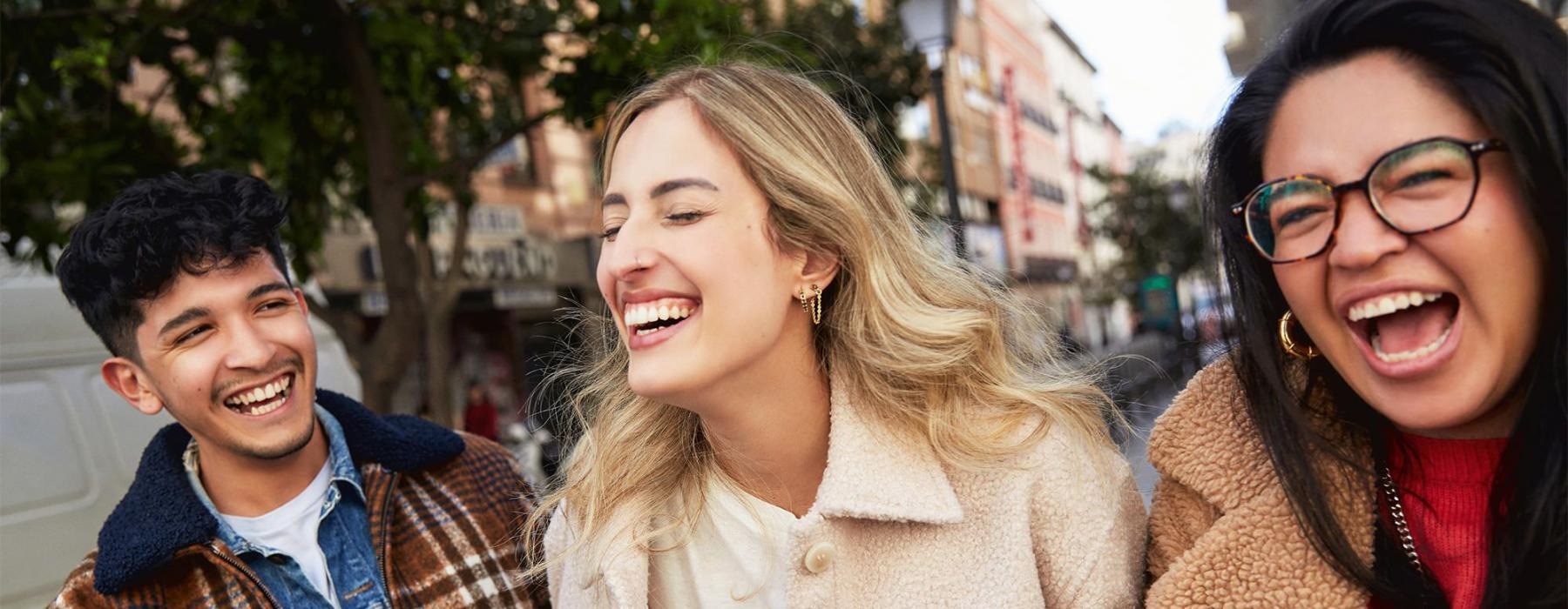 a group of people laughing